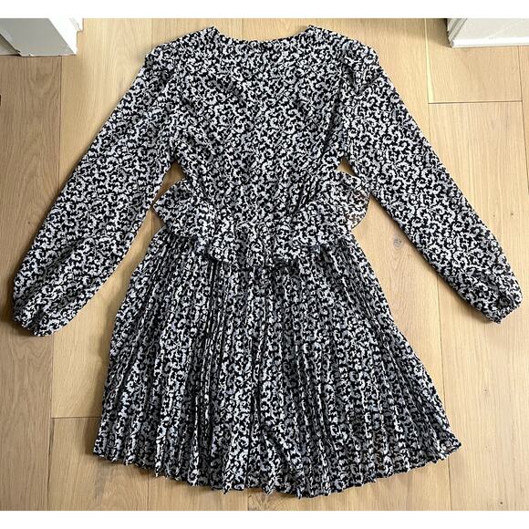 The Kooples Dark Floral Asymmetrical Pleated Day Dress - Picture 3 of 7